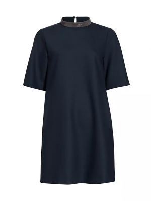 Мини-платье с короткими рукавами, украшенное бисером Fabiana Filippi, notte
