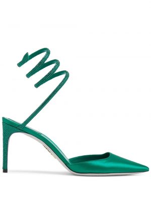 Pantofi cu toc de cristal Rene Caovilla verde
