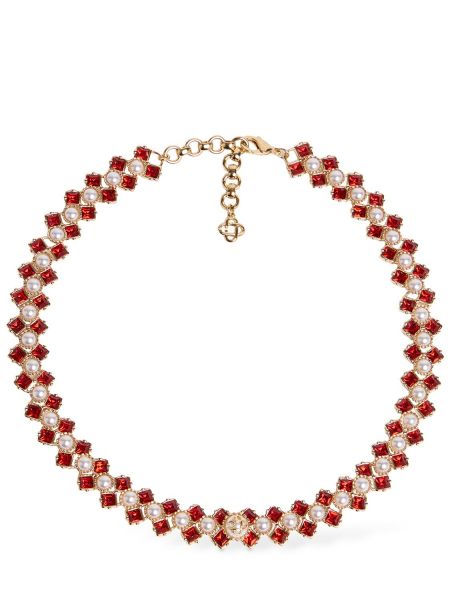 Křišťálový náhrdelník s perlami Casablanca zlatý