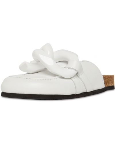 Papuci tip mules din piele Jw Anderson alb