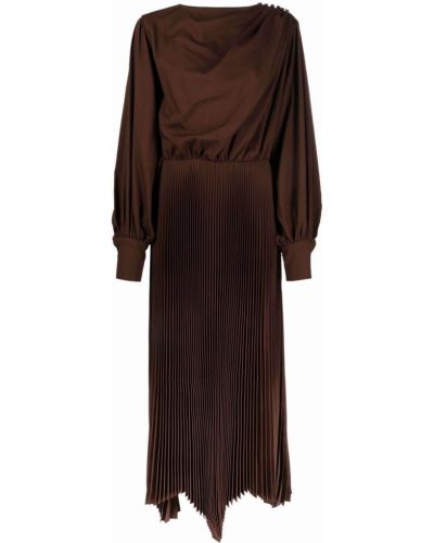 Vestido de cóctel plisado Federica Tosi marrón