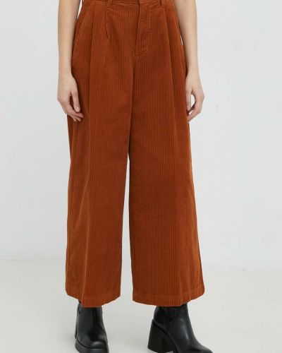 Wrangler pantaloni de catifea cord Super Wide Leg Nutmeg Brown femei, culoarea maro, lat, high waist