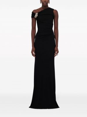Sukienka wieczorowa asymetryczna z kryształkami Alexander Mcqueen czarna