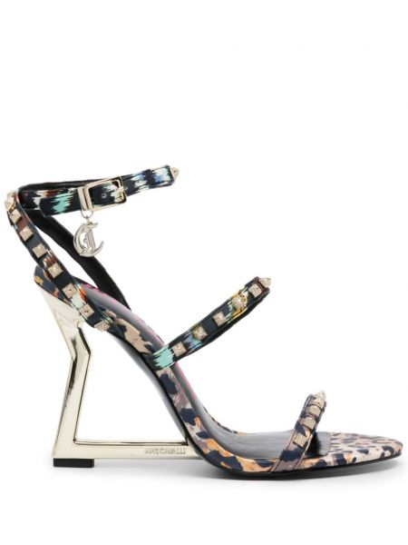 Sandále s potlačou s leopardím vzorom Just Cavalli zlatá