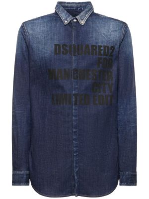 Kokvilnas džinsa krekls Dsquared2 zils