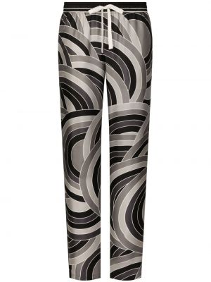 Pantaloni de mătase cu imagine cu imprimeu geometric Dolce & Gabbana
