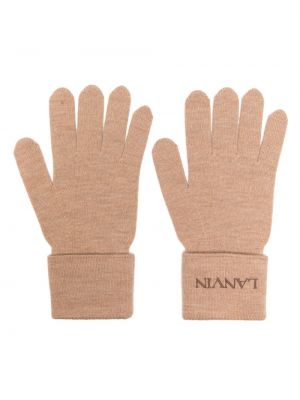 Vlnené rukavice s výšivkou Lanvin béžová