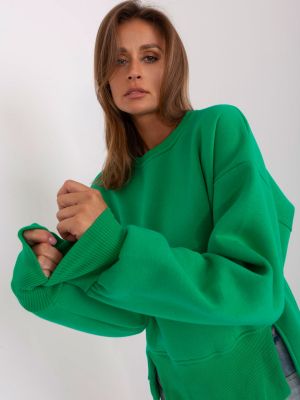 Asimetriska kapučdžemperis Fashionhunters zaļš