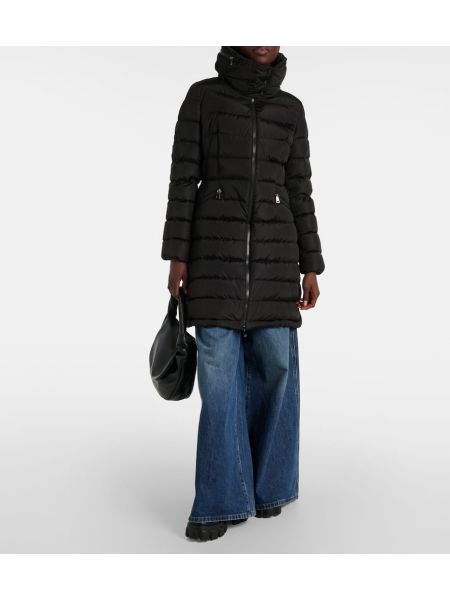 Péřový dlouhý kabát Moncler černý