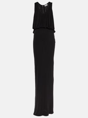 Rochie lunga din jerseu drapată Saint Laurent negru