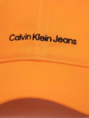 Czapka z daszkiem bawełniana Calvin Klein Jeans pomarańczowa