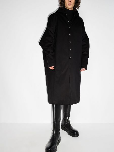 Abrigo con capucha oversized Rick Owens negro