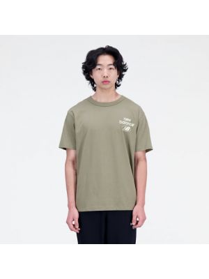 T-shirt en coton avec manches courtes en jersey New Balance vert