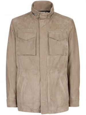 Kožna jakna od brušene kože Giuseppe Zanotti smeđa