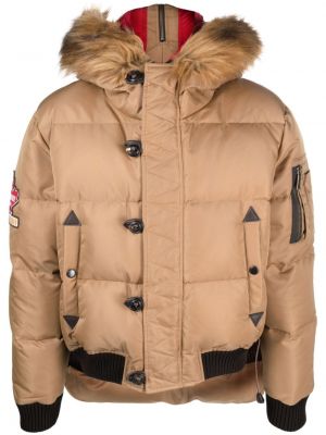 Pernata jakna s kapuljačom Dsquared2 smeđa