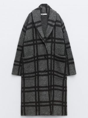 Трикотажное пальто Zara серое