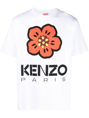 Памучна тениска на цветя с принт Kenzo бяло