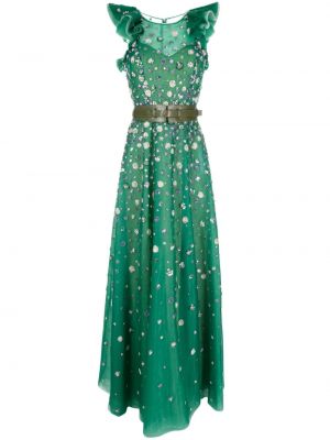 Rochie de seară cu mărgele din tul Saiid Kobeisy verde