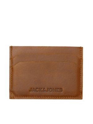 Kožená kožená peňaženka Jack&jones hnedá