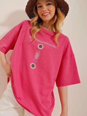 Tricou oversize Trend Alaçatı Stili roz