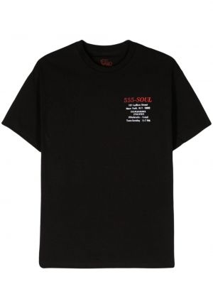 T-shirt avec imprimé slogan en coton à imprimé Pleasures noir