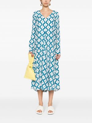 Hedvábné midi šaty s abstraktním vzorem Simonetta Ravizza