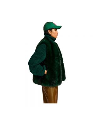 Chaleco de piel de cuero con bolsillos de cuero sintético Essentiel Antwerp verde