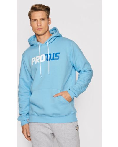 PROSTO. Pulóver KLASYK Hoodie Ups 2024 Kék Regular Fit