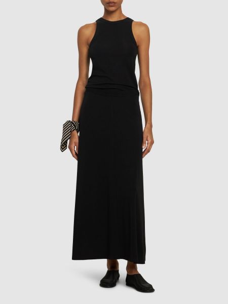 Viskózové dlouhá sukně jersey Totême černé