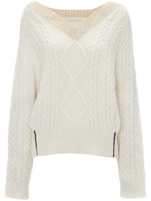 Вълнен пуловер с v-образно деколте Victoria Beckham бяло