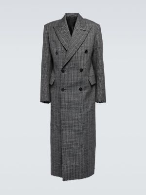 Vlněný kabát Balenciaga šedý