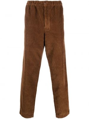 Ravne hlače iz rebrastega žameta Kenzo rjava