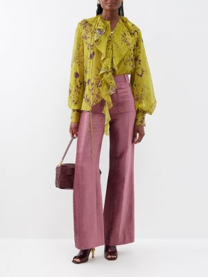 Плиссированная блузка с рюшами Victoria Beckham желтая