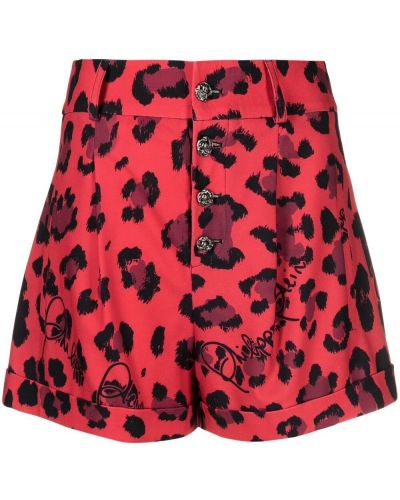 Pantalones cortos con estampado leopardo Philipp Plein rojo