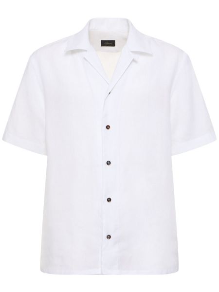 Lininė marškiniai trumpomis rankovėmis Brioni balta