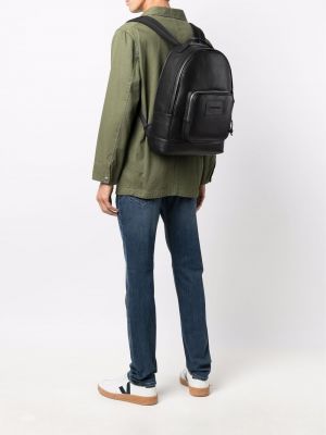 Leder rucksack mit reißverschluss Emporio Armani schwarz