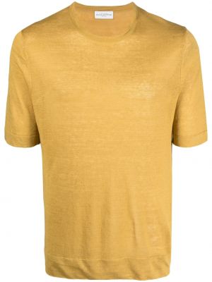 Ленена тениска с кръгло деколте Ballantyne жълто
