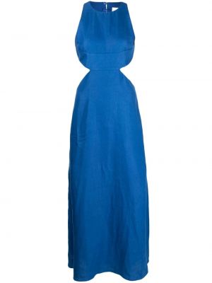 Lniana sukienka z otwartymi plecami Bondi Born niebieska