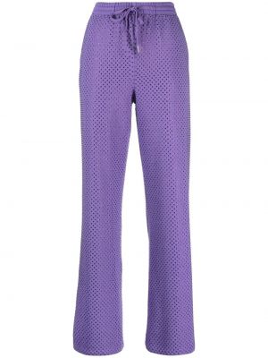 Proste spodnie bawełniane z siateczką Parosh fioletowe