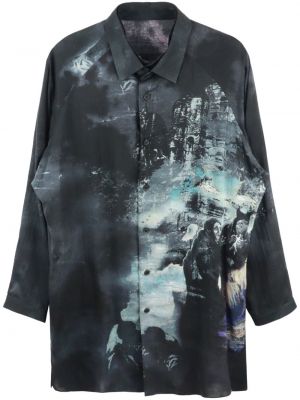 Риза с принт Yohji Yamamoto черно