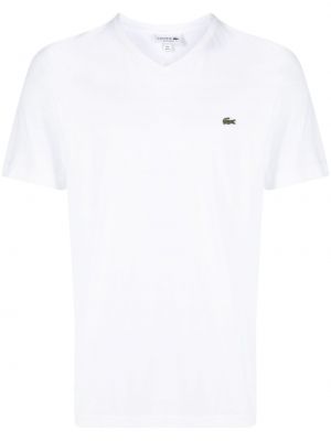 T-shirt med v-udskæring Lacoste hvid