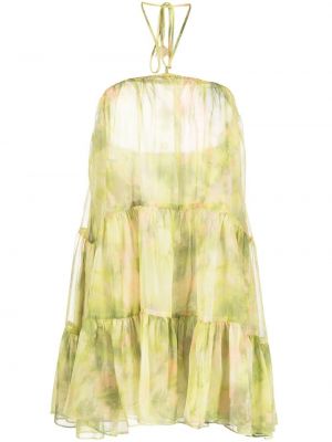 Mini šaty bez rukávů s potiskem z polyesteru Misa Los Angeles - zelená