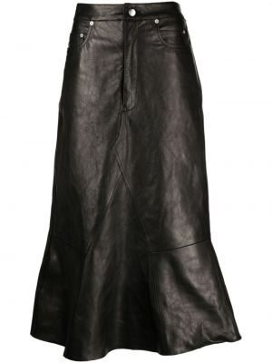 Kožená sukňa Rick Owens čierna