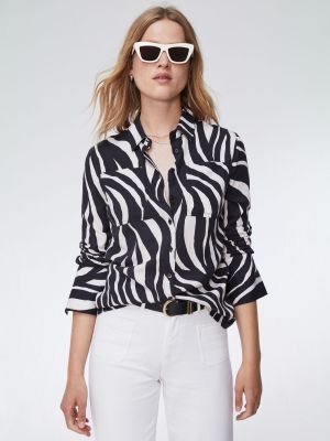 Блузка с принтом зебра Baukjen черная