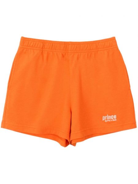 Bombažne kratke hlače z vezenjem Sporty & Rich oranžna