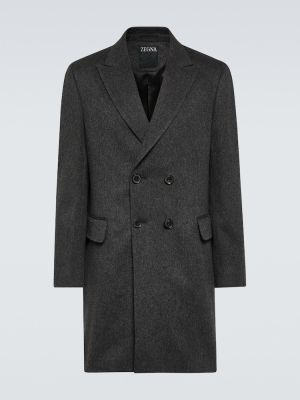 Kašmírový vlněný kabát Zegna šedý