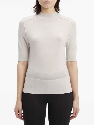 Jersey de lana slim fit de lana merino Calvin Klein blanco