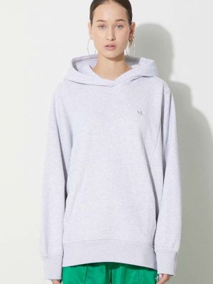 Pamučna hoodie s kapuljačom s melange uzorkom Adidas Originals siva