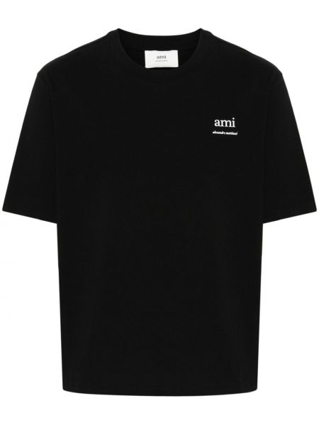 Bavlněné tričko s potiskem Ami Paris černé