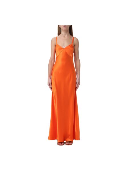 Sukienka długa Polo Ralph Lauren pomarańczowa